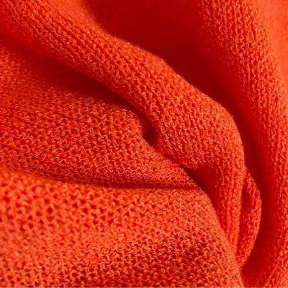 Vibrant Coral Orange Knit Crewneck Sweater w/ Drop Shoulder Chest Pocket… - Picture 7 of 14